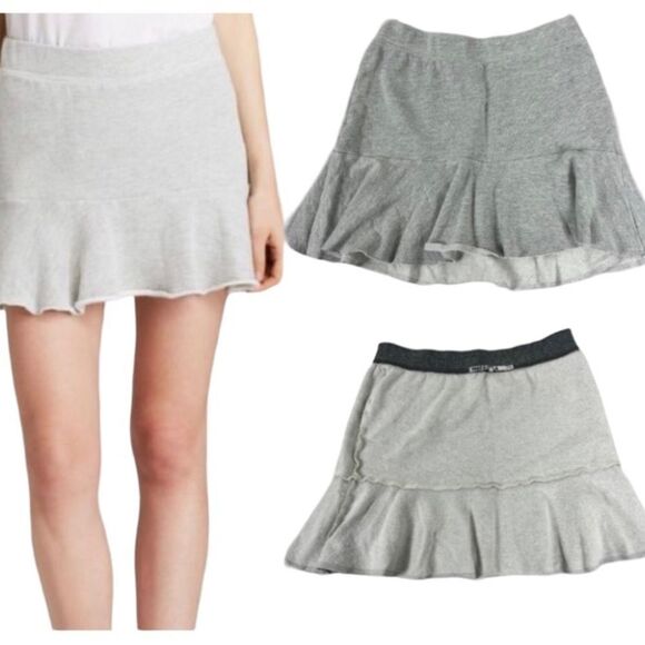 Pam & Gela Terry Cloth Pull-on Peplum Style Skirt Light Gray Ladies Size Large - Picture 7 of 7